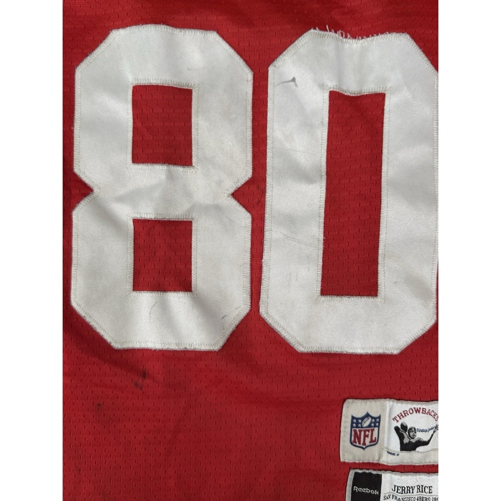 Reebok NFL Vintage San Fransisco 49ers Boys Jersey Jerry Rice Size Small 8 Red - Picture 10 of 16